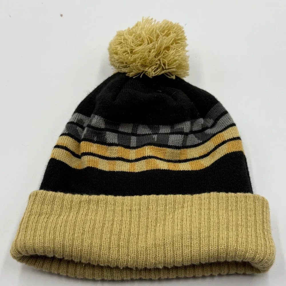 New Era NFL‎ New Orleans Saints Pom Beanie Black Gold Gray Stripes